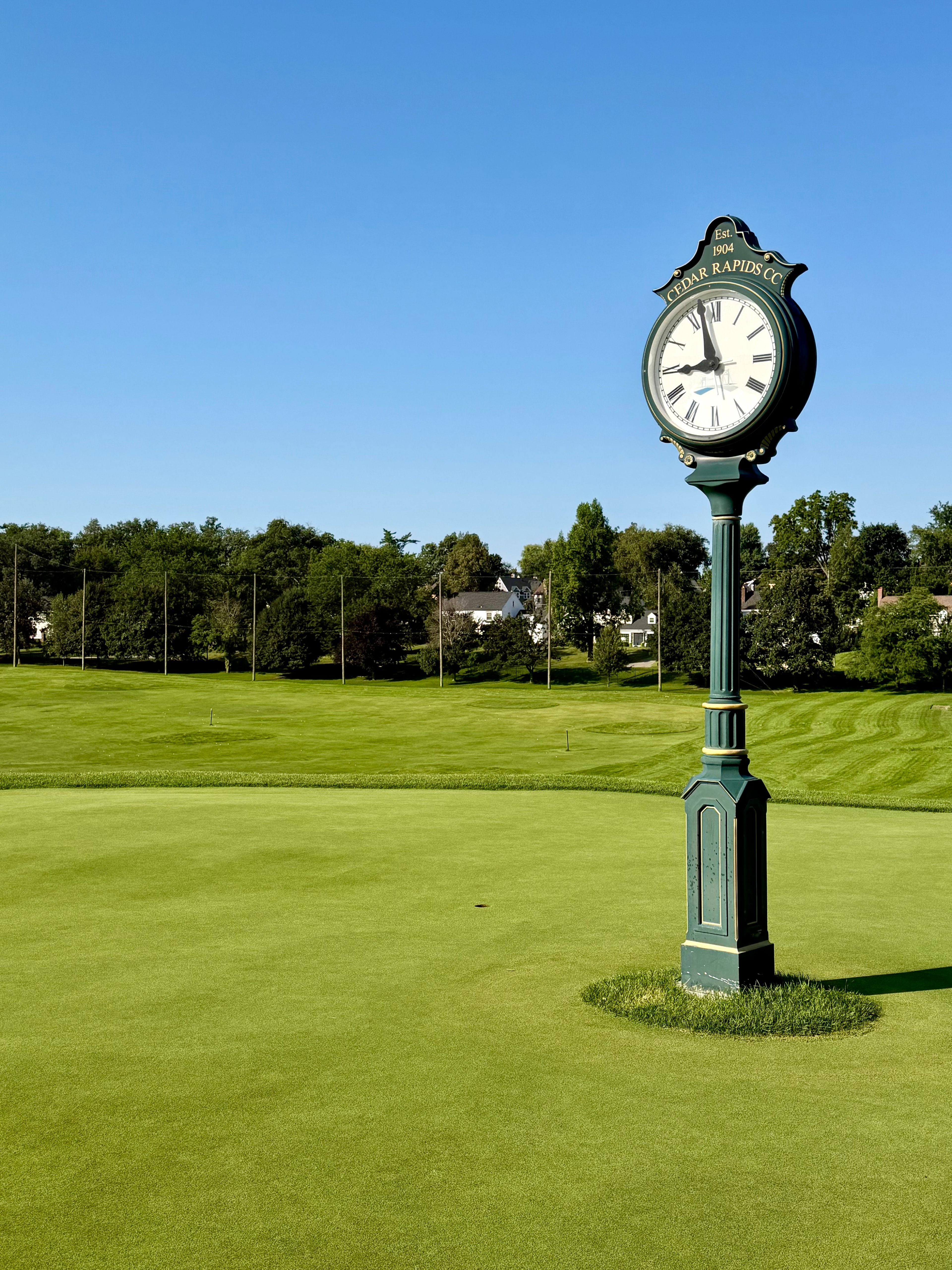 The course clock at Cedar Rapids Country Club