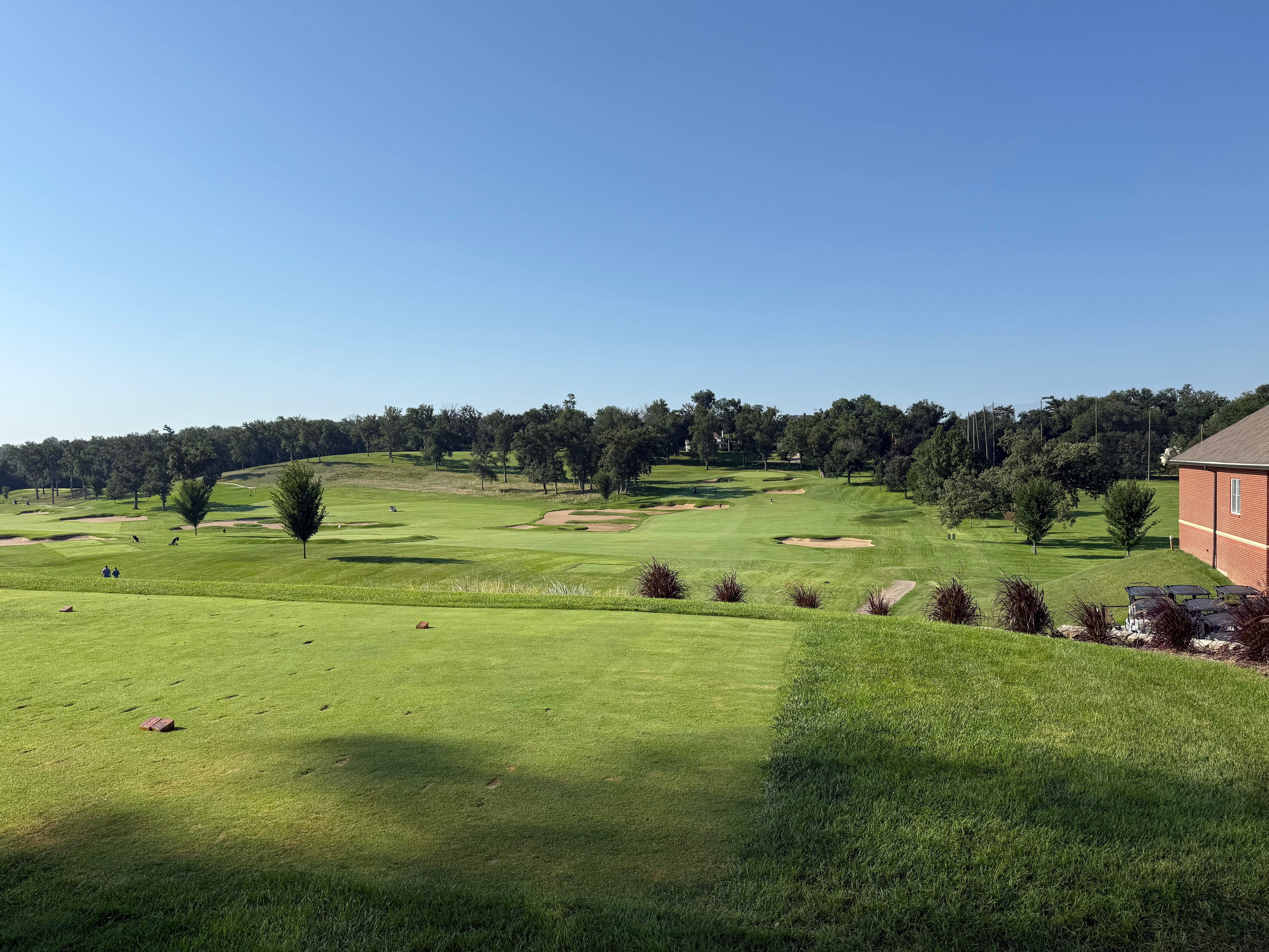 A wide view across Cedar Rapids Country Club from near the first tee